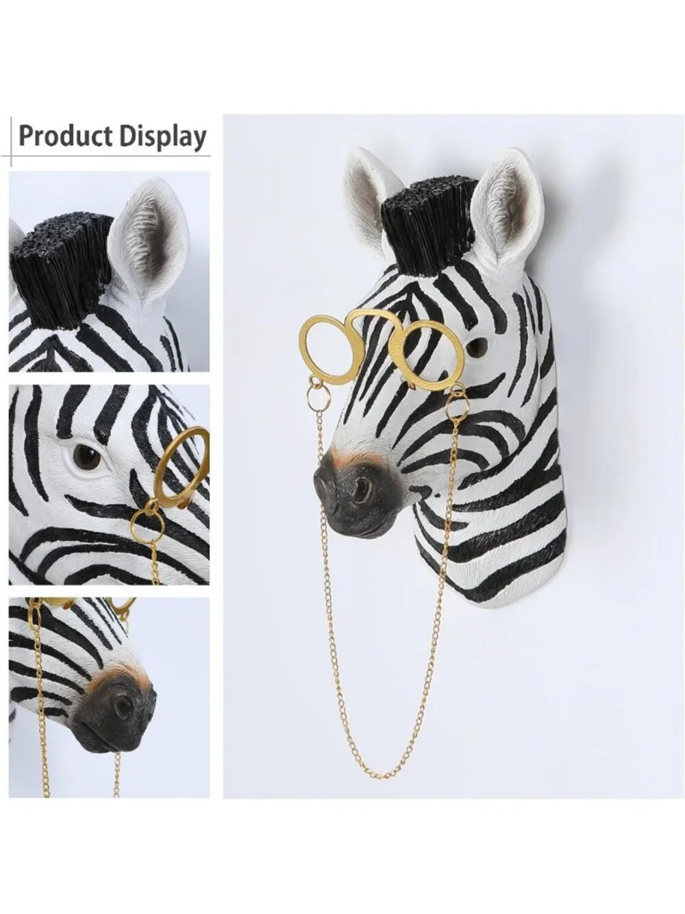 Colorful 3D Animal Head Wall Decor - Unique Zebra Sculpture for Home & Living